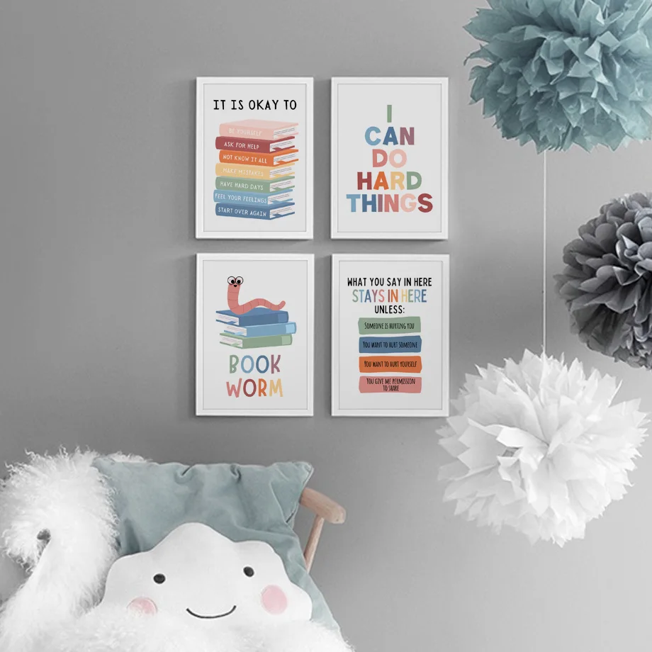 Kids Education Motivation - 英語教育に関する名言、モチベーションを高める教室用ポスター、壁掛けアート、キャンバス絵画、モダンなインテリア、子供部屋、家庭用デコレーション。