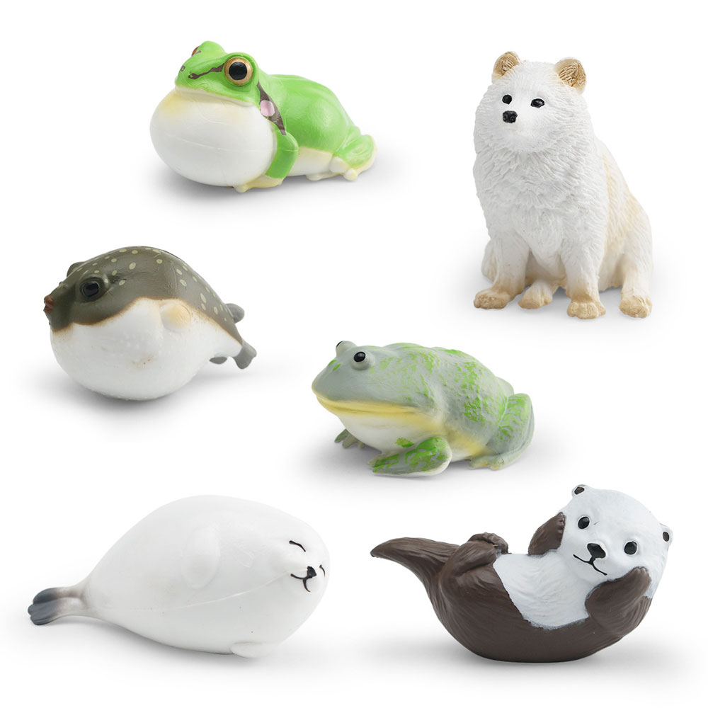 Kids First Education - リアルな野生動物フィギュア レインフロッグ カワウソ シール フグ ラクーン