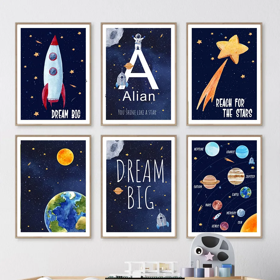 1pc キャンバス絵画カスタム名子供部屋装飾壁アートプリント - Kids Education Name のレビューと価格
