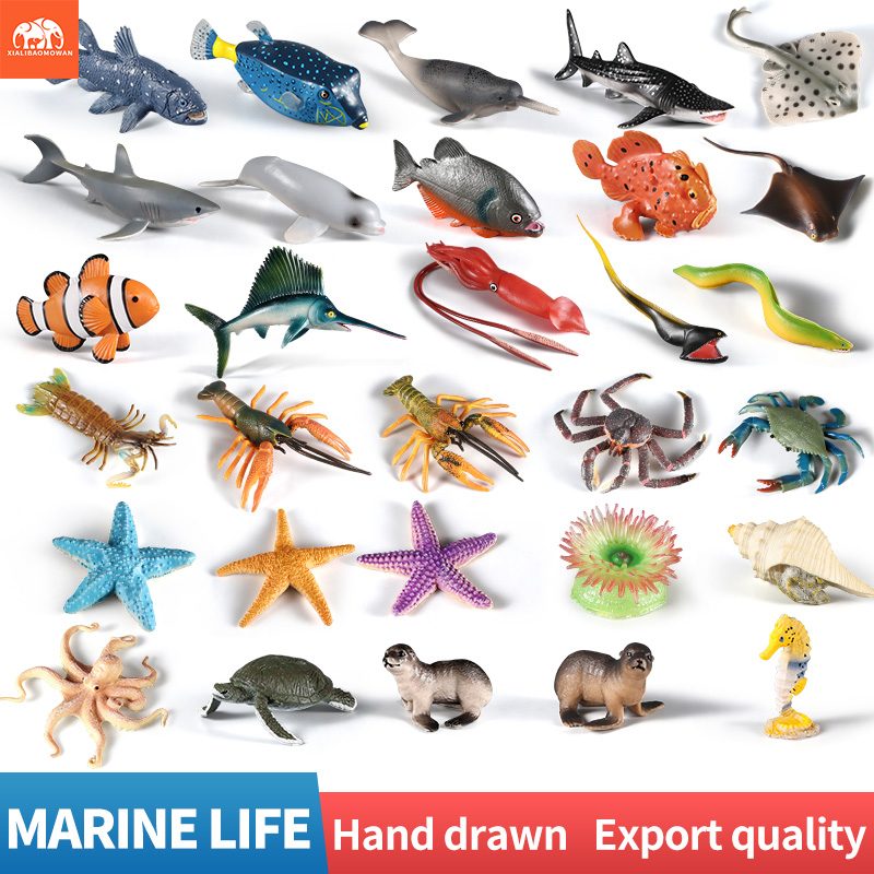 海洋生物動物アクションフィギュアセット - イルカ、サメ、ヒ - Kids First Education のレビューと価格